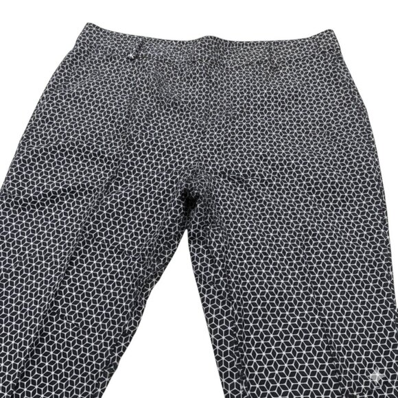 Theory Geometric Wool Blend Trousers Womens 10 Black White Workwear Career Pants - Picture 3 of 14